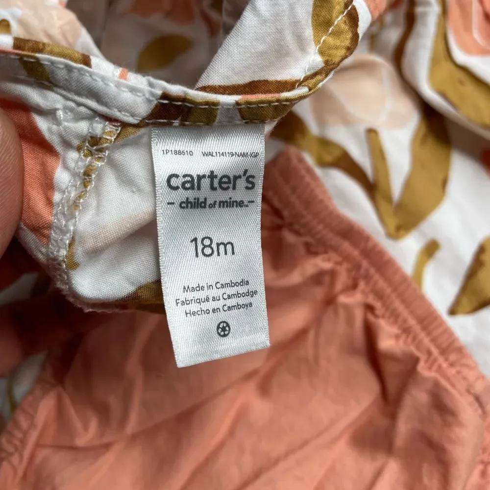 Carter's Green Floral Baby Dress Set